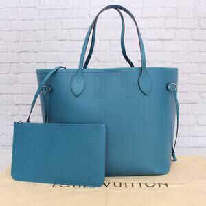 Louis Vuitton Neverfull MM Cyan Epi Tote Blue Leather Shoulder Handbag A4712